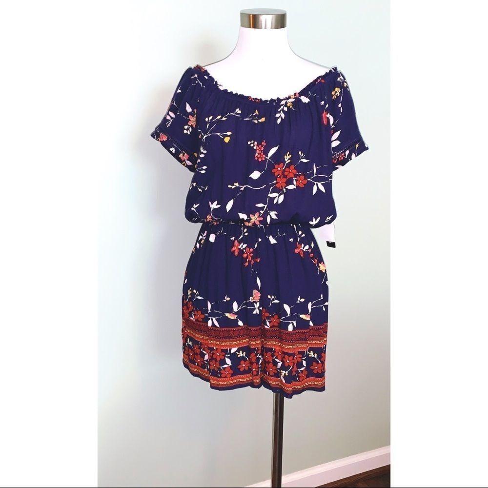 Floral Off the Shoulder Romper NWT - Picture 2 of 5